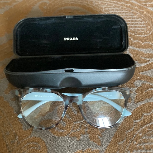 Brand new PRADA clear blue/brown tortoise shell front and blue arms. - Picture 1 of 5
